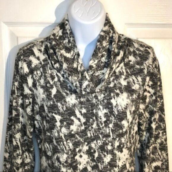 Sugar + Lips Abstract Print Cowl Neck Swing Mini Dress Cream Black Juniors L - Picture 4 of 7